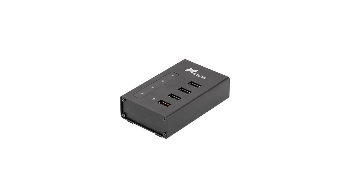 Xcellon Sh4-3h1hc-2 4 Port Powered Aluminum Usb 3.0 Hub And Charger User Manual