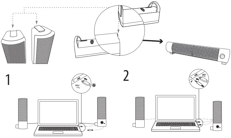VSEVEN SB2526USB Sound Bar 2.0 USB Powered Multimedia Speaker System - Discription