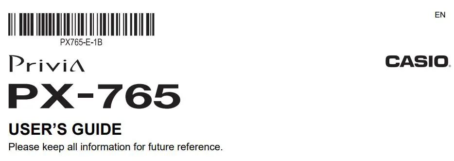 CASIO Privia PX-765 Digital Piano User Guide