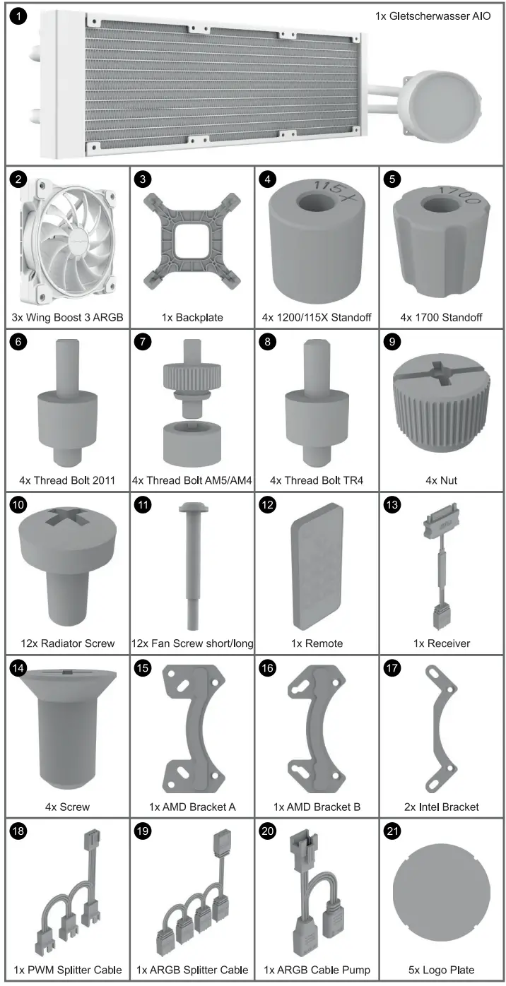 Alpenfoehn Gletscherwasser 360 High Speed CPU Cooler -