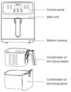 Midea MF-CN55A2 5.5L Deluxe Digital Digital Air Fryer - Parts