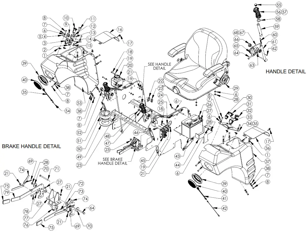 SWISHER 31HP Kawaski Tractor - Fenders Diagram