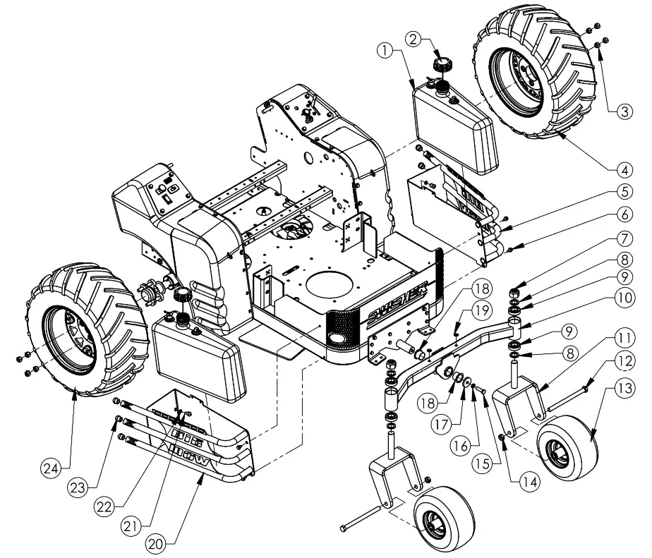 SWISHER 31HP Kawaski Tractor - Fuel Tank Diagram
