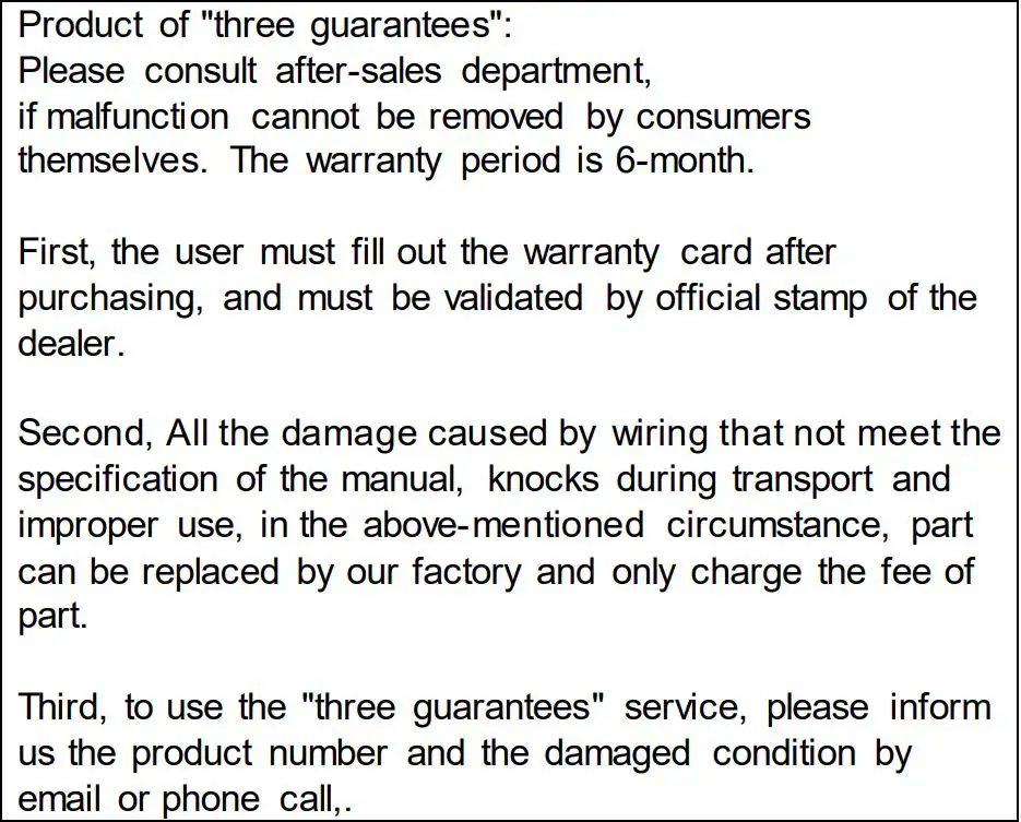 Commercial Kitchen OT-25 Doner Kebab Machine - Warranty Card
