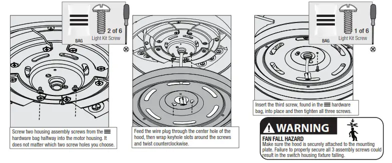 Hunter 50282 Dempsey 44 Inch Brushed Nickel Fan - Assembling the Switch Housing
