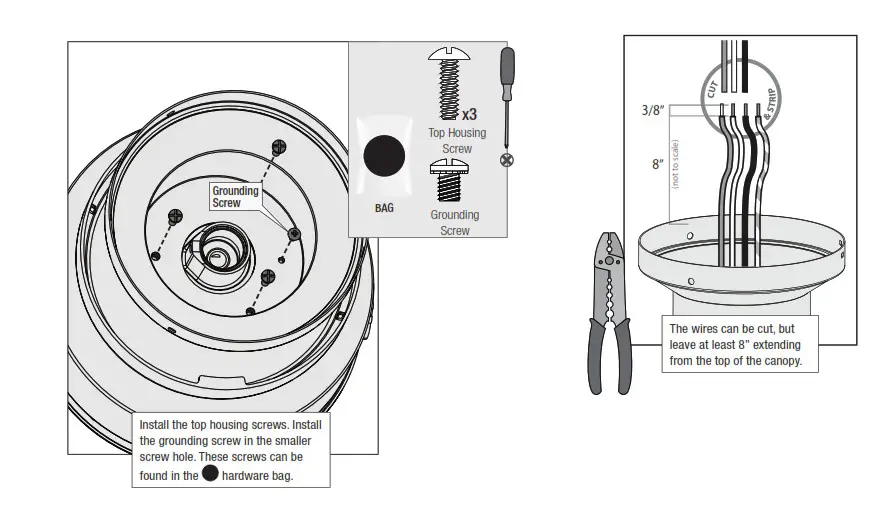 Hunter 50282 Dempsey 44 Inch Brushed Nickel Fan - Installing the Top Housing 2