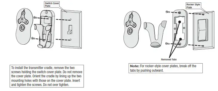 Hunter 50282 Dempsey 44 Inch Brushed Nickel Fan - Using the Remote Control Cradle