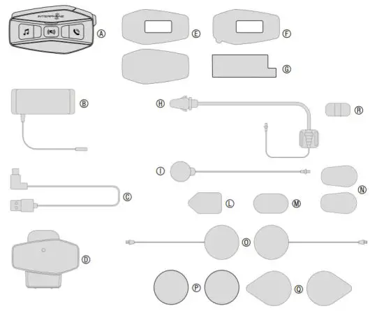 INTERPHONE U COM 16 Motorcycle Intercom - Package contents