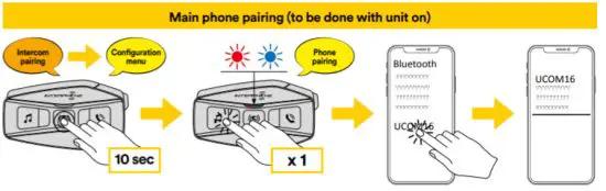 INTERPHONE U COM 16 Motorcycle Intercom - Pairing with Mobile phone