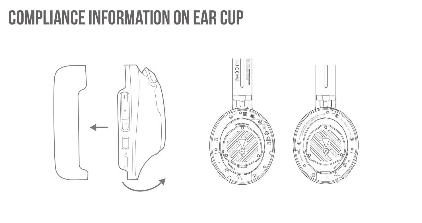 JBL CLUB 950NC - Compliance Information on Ear Cup