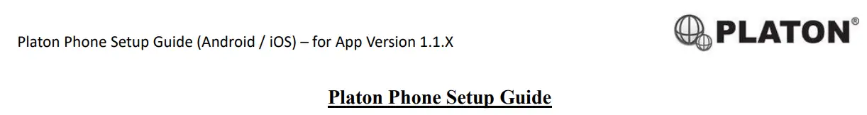 Platon Phone Apps User Guide