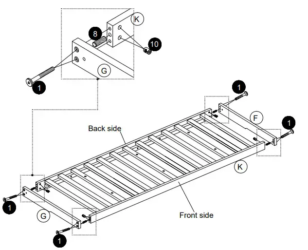 dhpfumiture Wood Futon Frame hardware Step 4