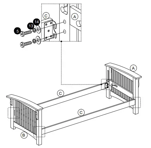 dhpfumiture Wood Futon Frame hardware Step 8