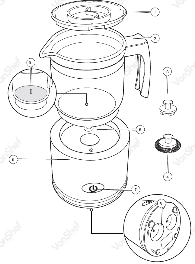 VonHaus 2000125 Glass Milk Frother-fig1