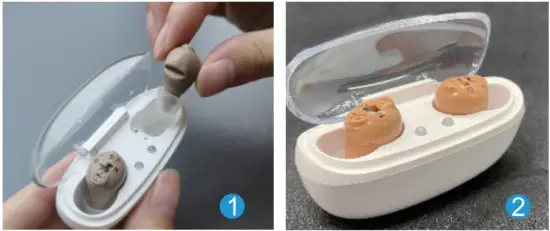 Tumin C600 Rechargeable Invisible Hearing Aids - Charging The Hearing Device