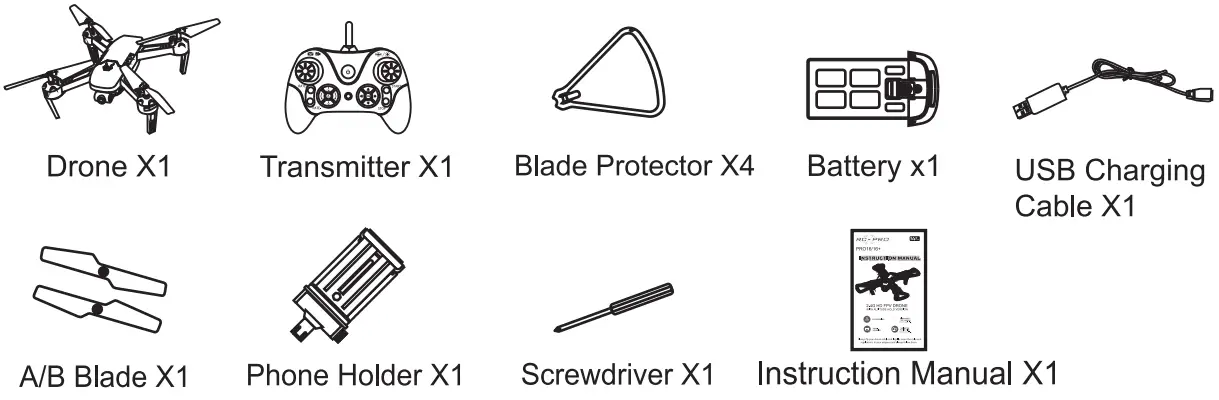 RC PRO PRO16 2.4G HD FPV Drone with Auto Hovering - Packaging content