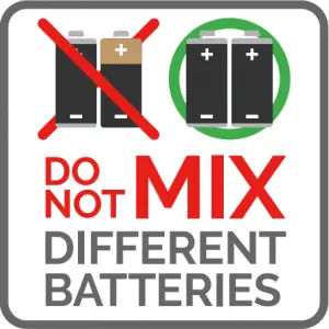 Do not mix different batteries