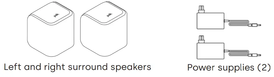 polk DSR3 Audio Cinema Surround Sound System - power supplies