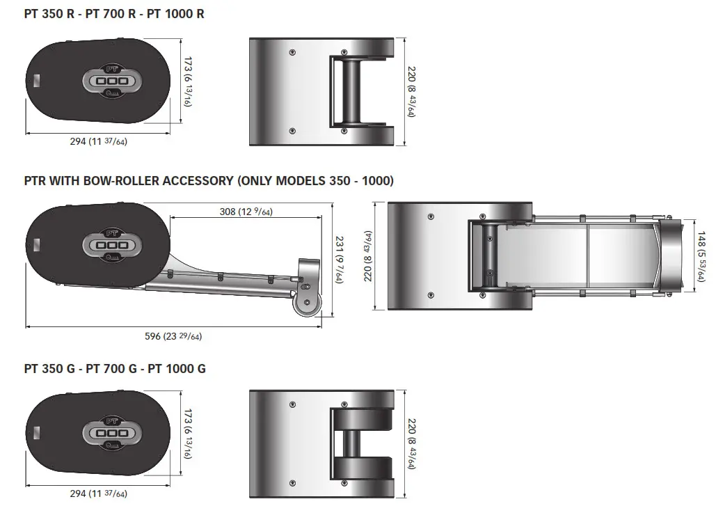 Quick PT 1000 G PONTOON On- - BOW ROLLER