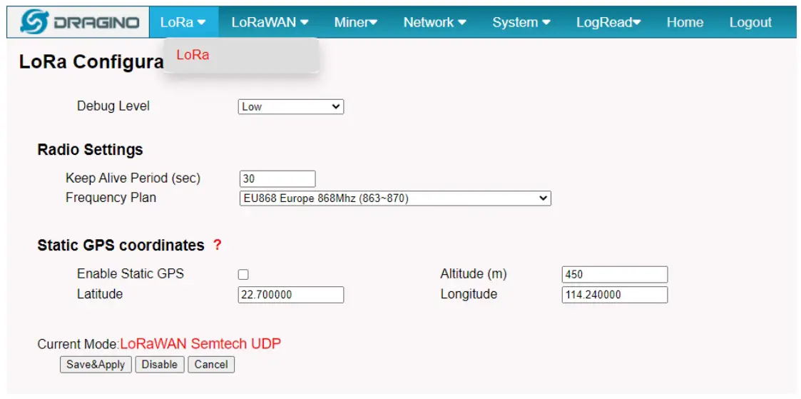 Frequency configuration
