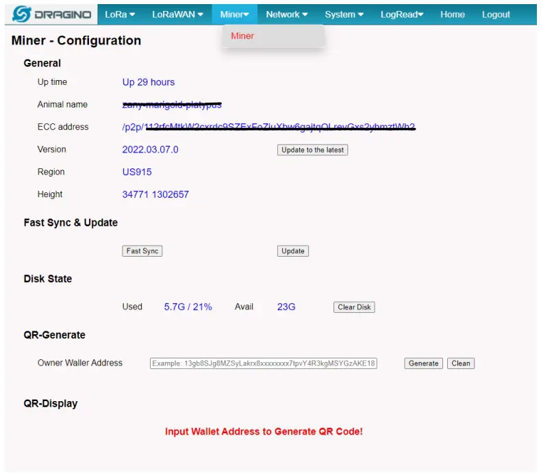 Check Miner configuration