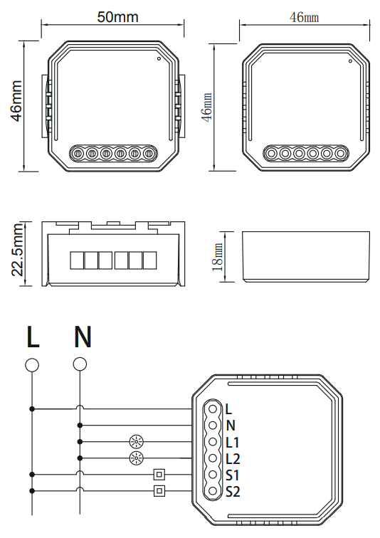 Ai home QS WIFI D02 TRIAC 2C 2 Gang Wi-Fi Dimmer Module - 3