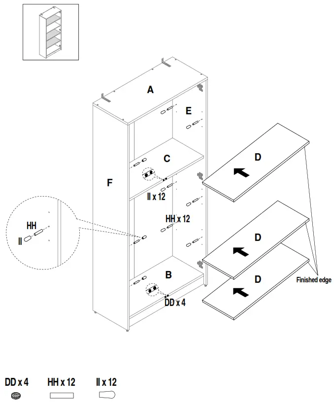 StyleWell 07909AW Light Oak Storage Cabinet with Panel Doors - Shelves assembly