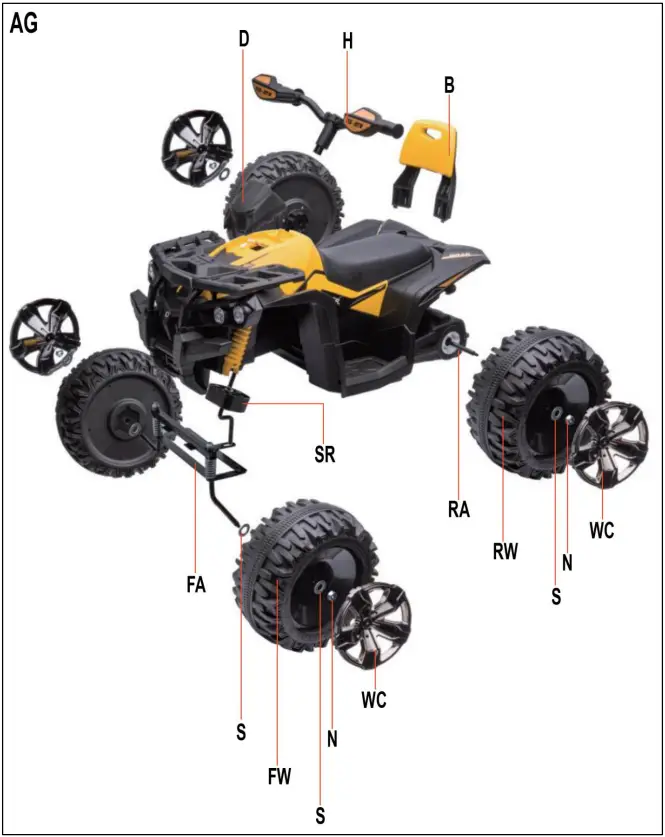 MONI QLS 3288 Electric Ride On Quad - ASSEMBLY 1