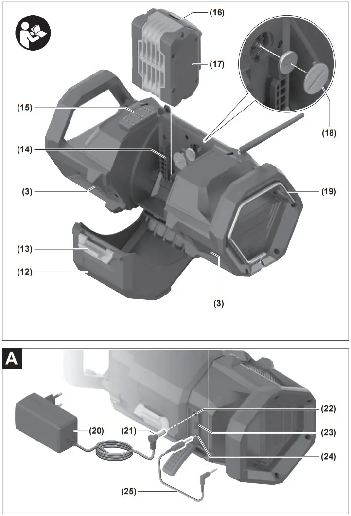 BOSCH 18V 2 SC GPB Professional Workplace FM Bluetooth Radio - Fig 2