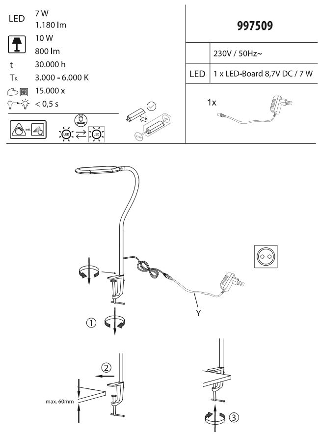 Leuchten Direkt 14404-18 Clip-On Light LED Instruction Manual - How to use