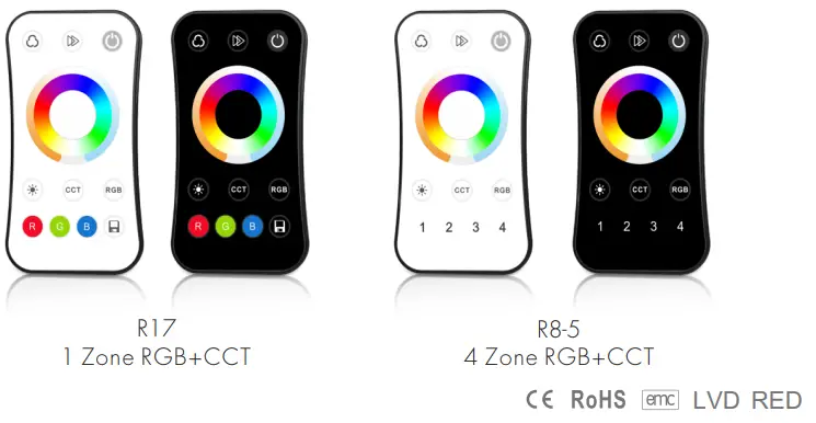 SKYDANCE R17, R8-5 Ultrathin RGB+CCT Touch Wheel RF Remote Controller - Figure 1