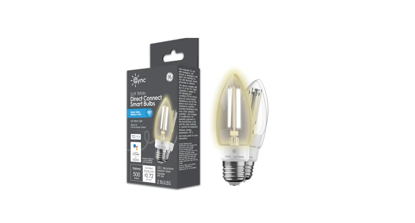 Ge 93130199 Cync 60-watt Eq B11 Soft White Dimmable Smart Decorative Led Light Bulb Instruction Manual