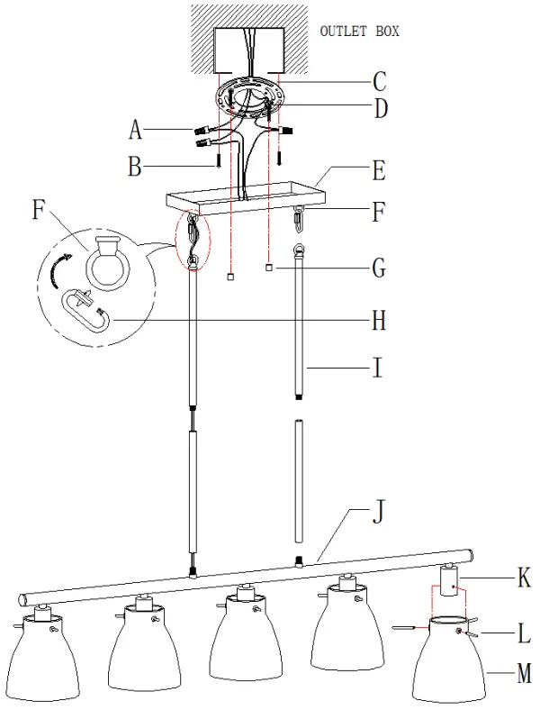 ZEVNI A04686 Corney 5-Light Black Brass Modern Contemporary Chandelier - QTY INCLUDING