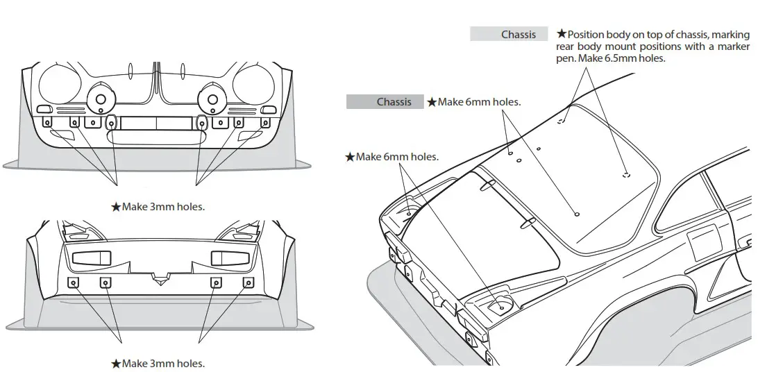 TAMIYA Alpine A110 RC 1 10th Scale Jagermeister - Making holes 2