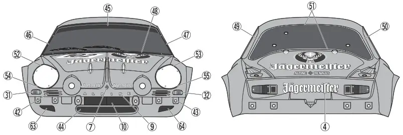 TAMIYA Alpine A110 RC 1 10th Scale Jagermeister - Markings 2