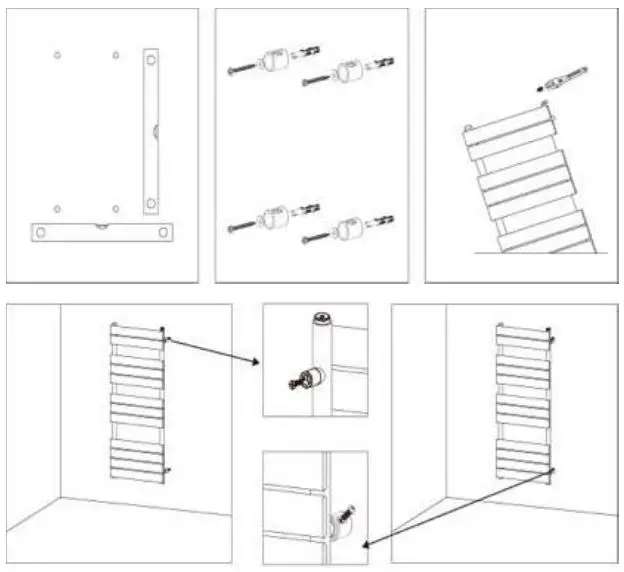 EcoVolt JT4B and JT6B Versions JTB Electric Radiators - Installing the female wall brackets