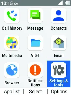 KYOCERA NB57 DuraXE Epic Flip Phone - Settings Menu 1