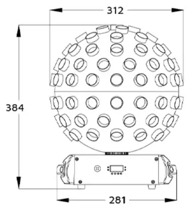 EVENT LIGHTING NITROBALL 5x 12W LED -Dimensions