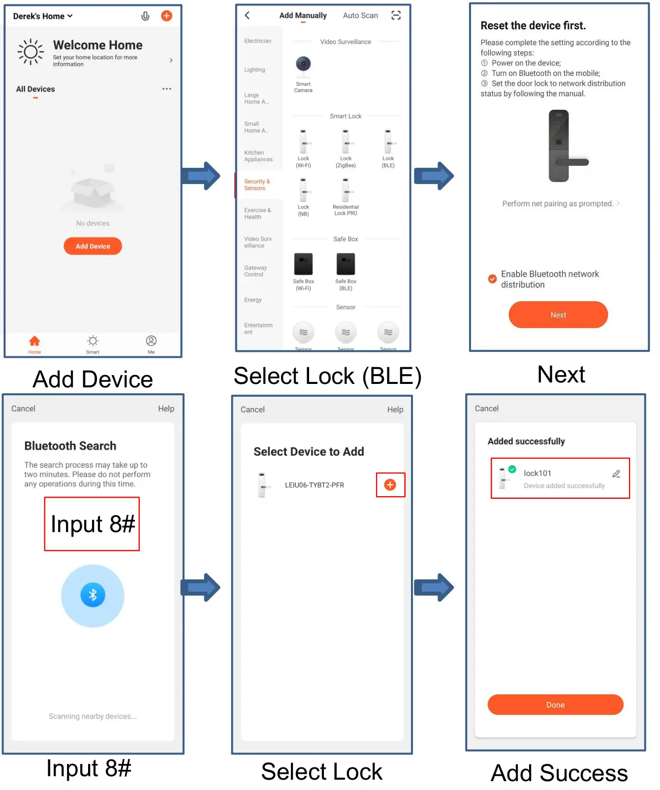 tuya LVD-06 Smart Door Lock with Apartment Management System - Add Lock