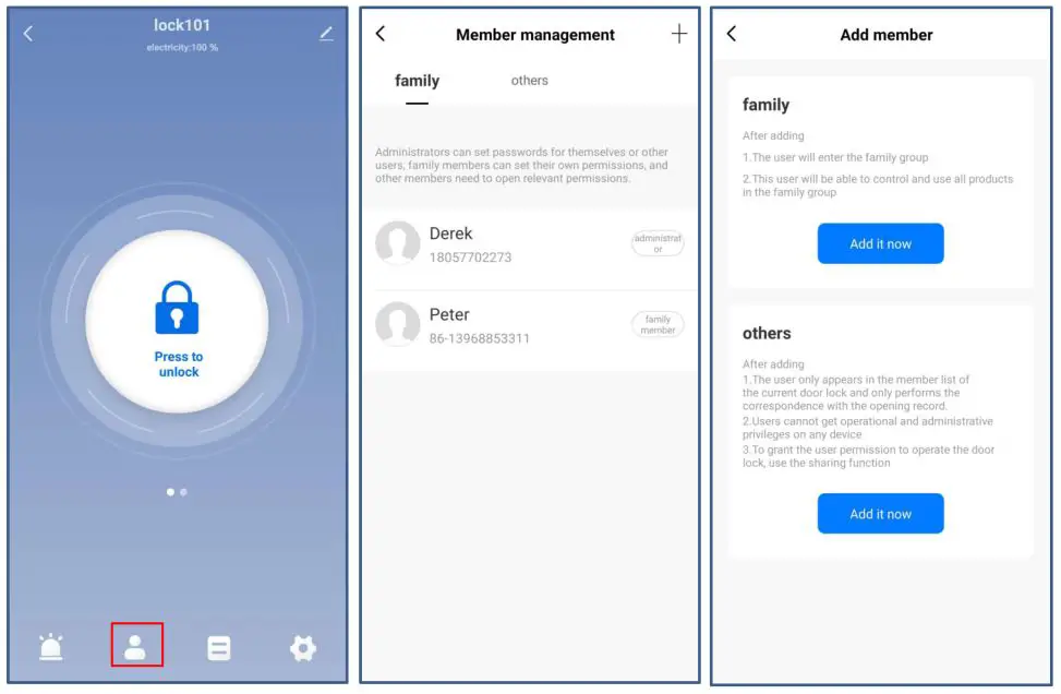 tuya LVD-06 Smart Door Lock with Apartment Management System - Add Member