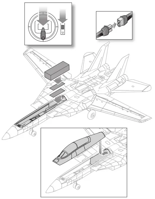HORIZON EFL01450 F 14 Tomcat Twin 40mm EDF- Battery Selection