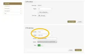 LoRa configuration button