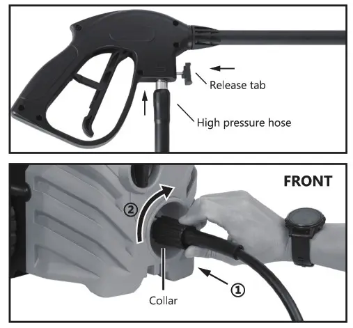 Connecting the high-Pressure hose