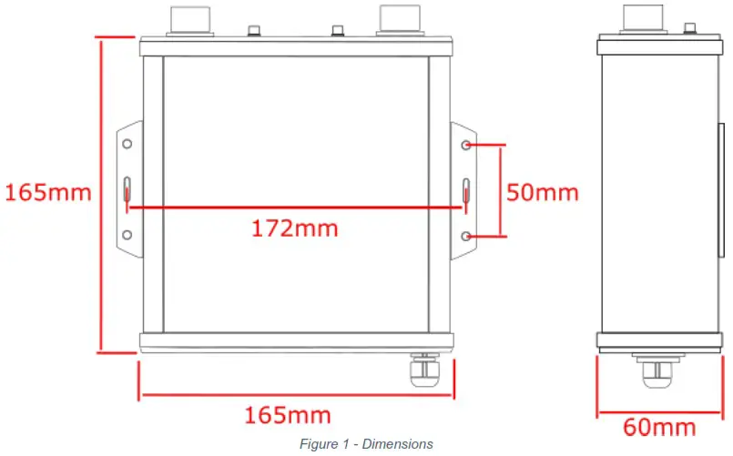 DIGITAL DEEP SEA ZDIG4GCPRO 4GXtream 3G4G Router - Dimensioned Drawing