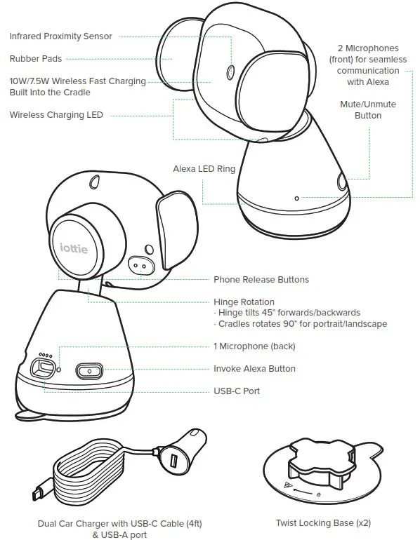 iottie Aivo Connect Alexa Built In Car Mount - Phone Release Buttons
