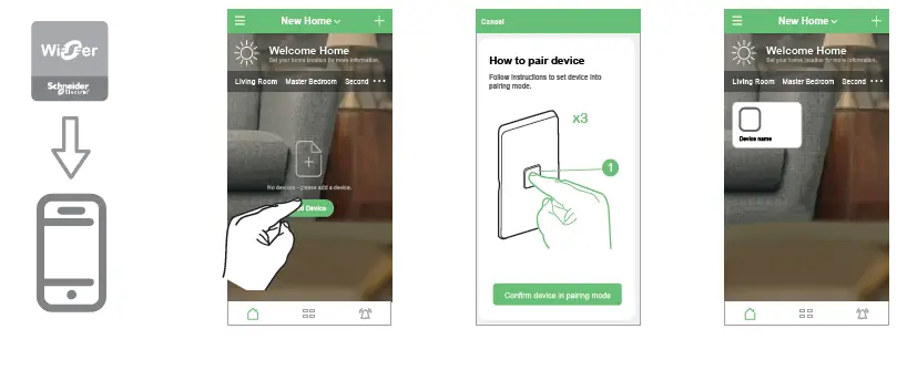Schneider 41E10PBSWM-VW Iconic Push Button Wiser Electronic Switch 10