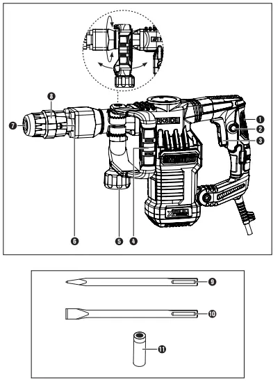 PARKSIDE- PAH -1300- B2- Demolition- Hammer- with -Carry -Case- fig 1