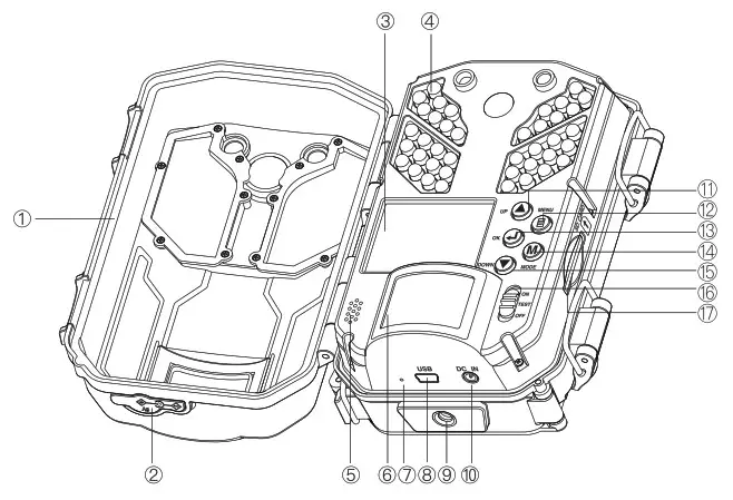 apeman E10W Trail Camera - inside view