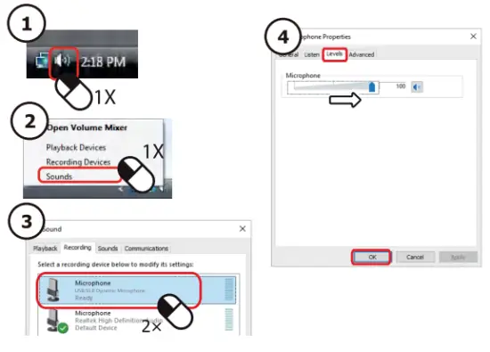 Setting microphone level