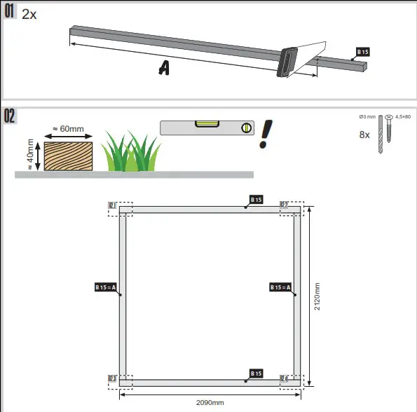 Karibu Garden house Maltas 2 209 x 213 cm natural - Werkzeuge 3